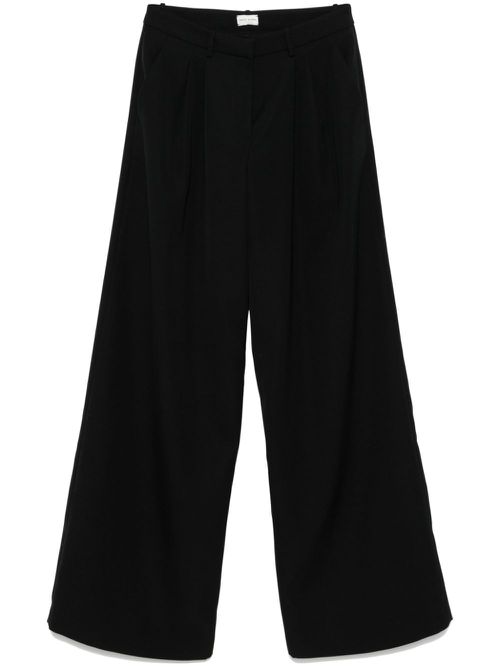 Wide-leg wool trousers - Black