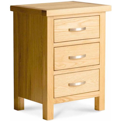 London Oak 3 Drawer Bedside Table | Solid Wood | Light Oak | Roseland