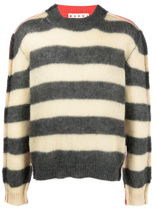 Stripe-print knit jumper - Neutrals