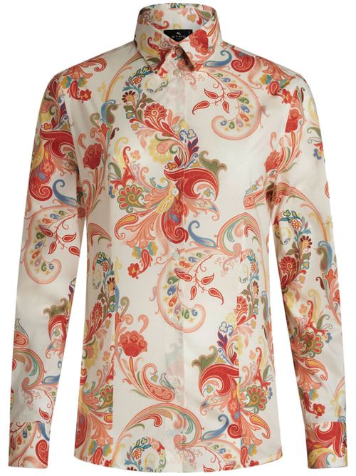 Paisley-print cotton-poplin shirt - White