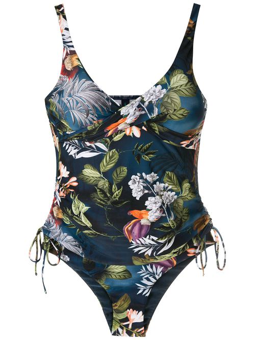 Bruma-print ruched swimsuit - Blue