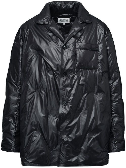 Padded single-breasted jacket - Black