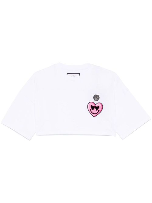 Patch-detail cropped T-shirt - White