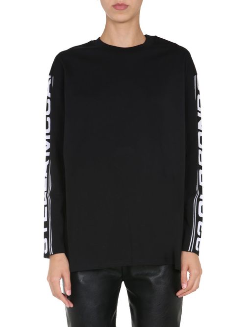 Logo Sleeve Round Neck Top