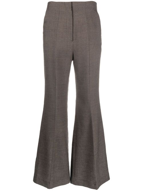 High-rise flared trousers - Brown