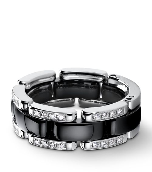 Medium White Gold, Diamond And Ceramic Flexible Ultra Ring