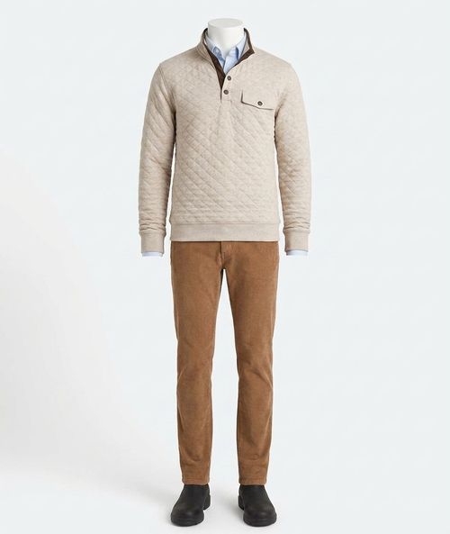 Epic Quilted Fleece Pullover Sweatshirt In Oatmeal Melange