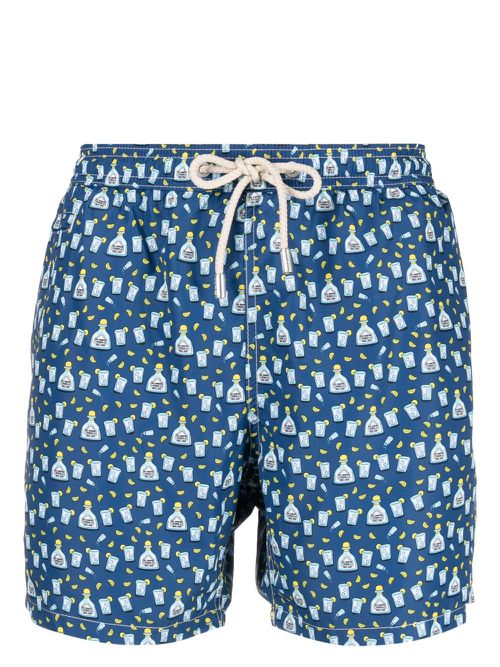Graphic-print swim shorts - Blue