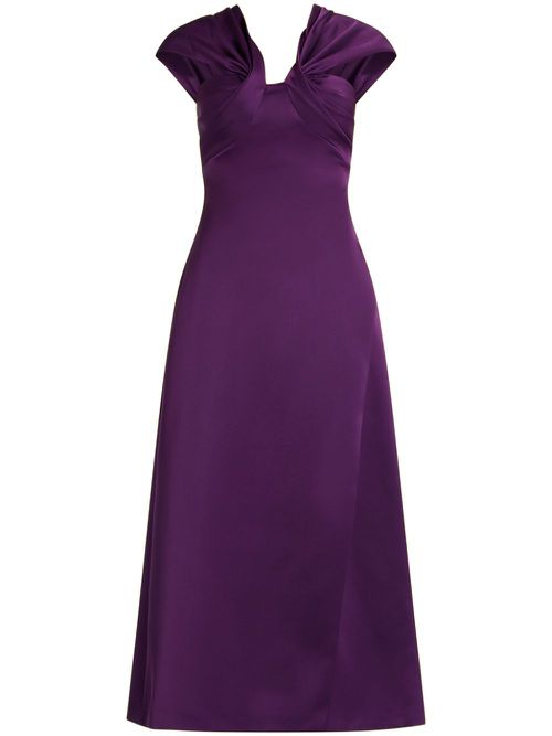 Draped midi dress - Purple