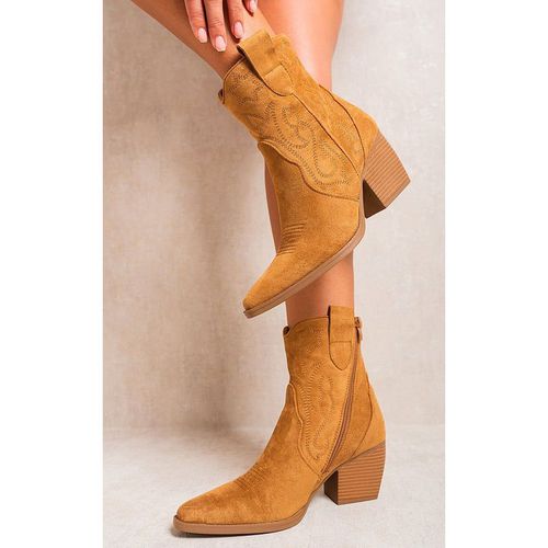 Laura Suede Cowboy Ankle Length Boots