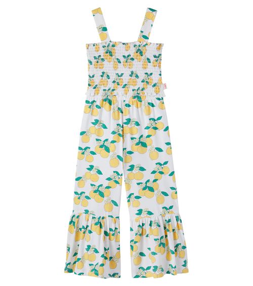 Printed shirred cotton-blend top and pants set