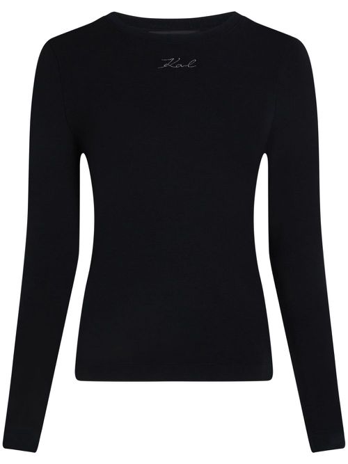 Logo-embroidered T-shirt - Black