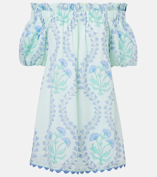 Printed off-shoulder cotton minidress