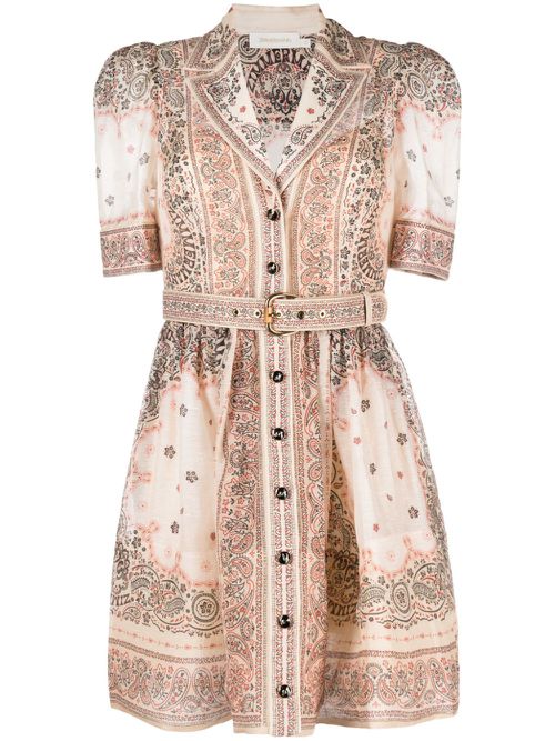 Matchmaker paisley-print mini shirtdress - Neutrals