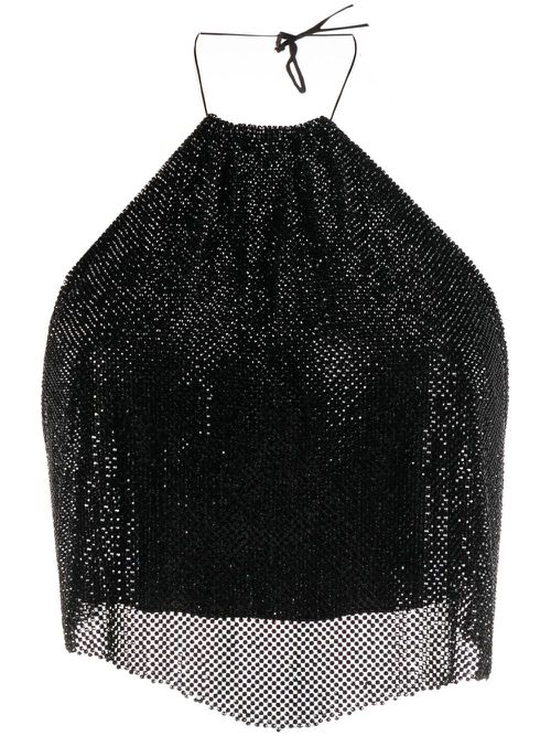 Rhinestone-embellished cropped top - Black