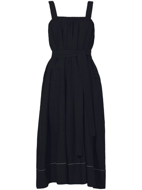 Belted flared midi dress - Black