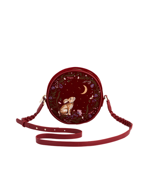 Fable England Red Star Gazing Rabbit Embroidered Circle Bag | Women's Handbag
