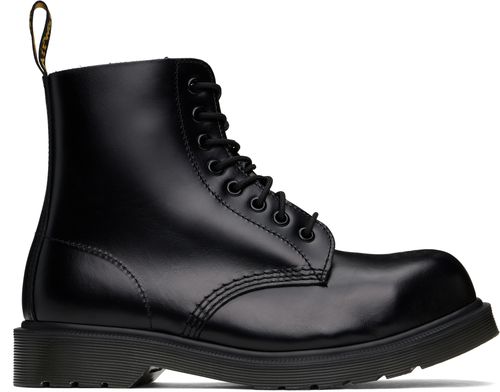 Dr. Martens Black 1460 Analine Steel Toe Leather Boots