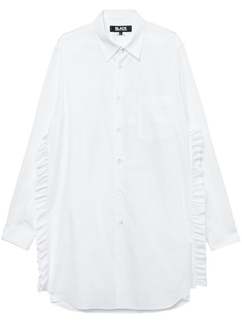 Ruffle-trim oversized shirt - White