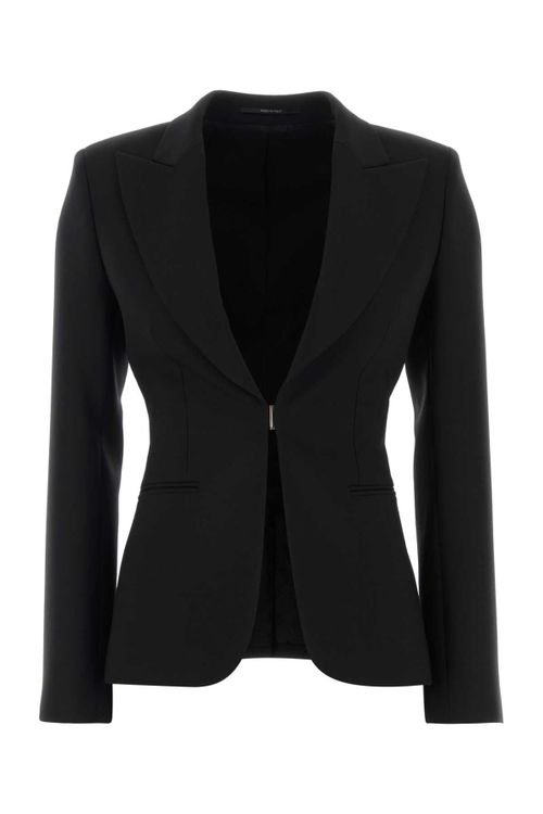 Stretch Wool Blend Blazer — Black