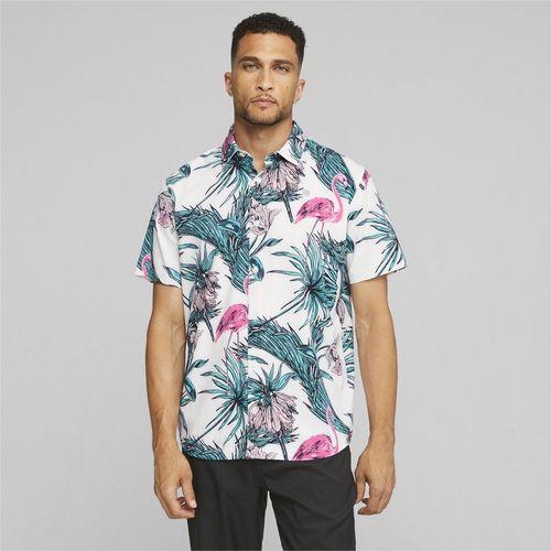 Puma x PALM TREE CREW Mens Button Down Golf Shirt - White