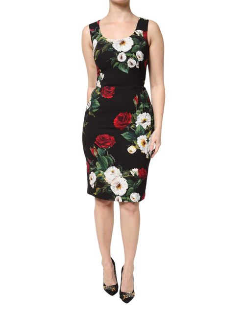 Floral Print Dress — Black