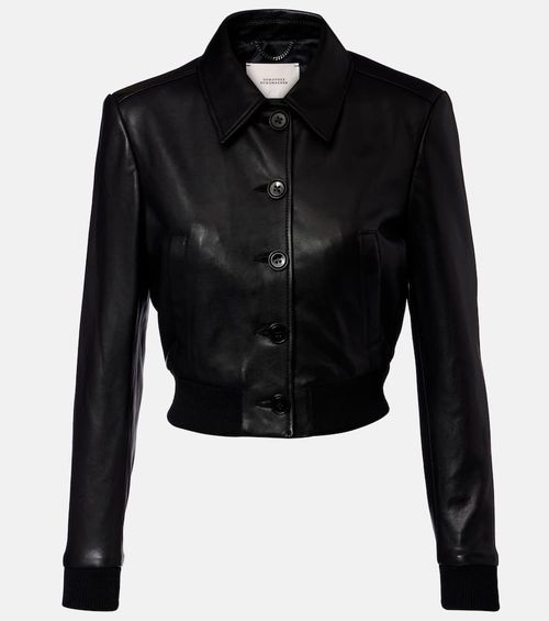 Sleek Statement cropped leather blouson jacket