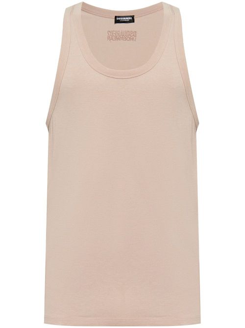 Logo-embroidered tank top - Neutrals