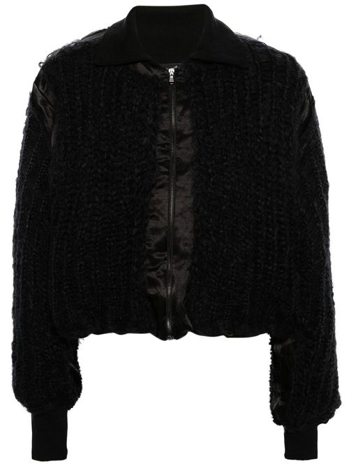 Chunky-knit bomber jacket - Black