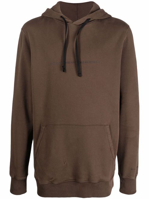 Painterly-print long-sleeved hoodie - Brown