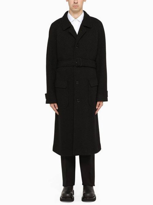 Single-breasted belted coat - Black