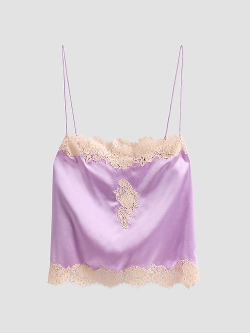 Women's Avelaine Lace-Trim Silk Top - Orchid Blossom