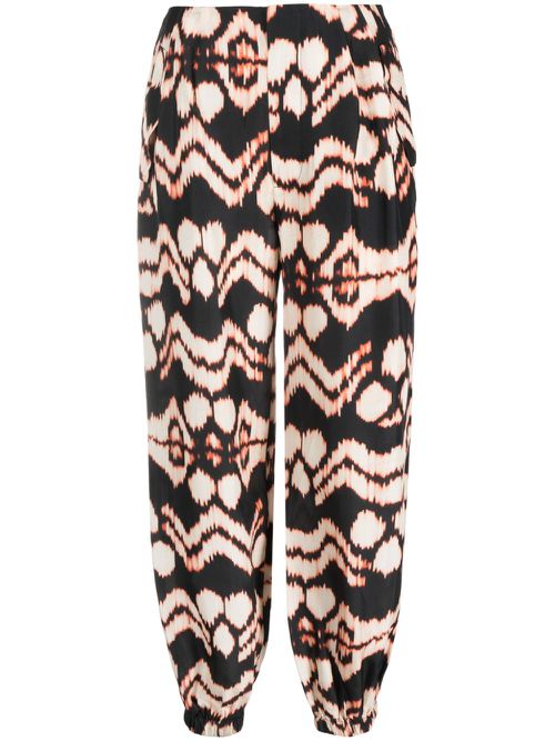 Abstract-print straight trousers - Black