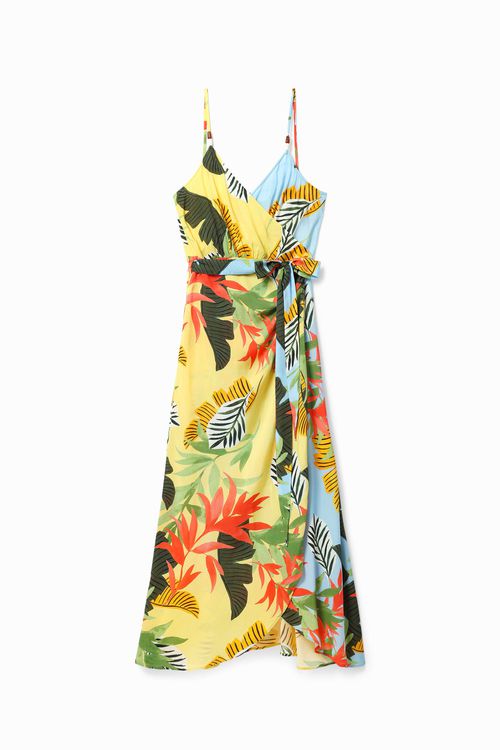 Tropical wrap midi dress