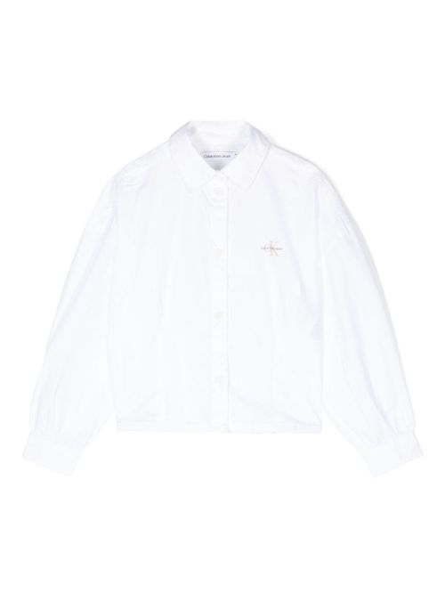 Poplin volume-sleeve shirt - White