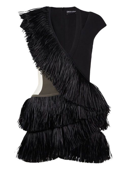 Fringed cut-out minidress - Black