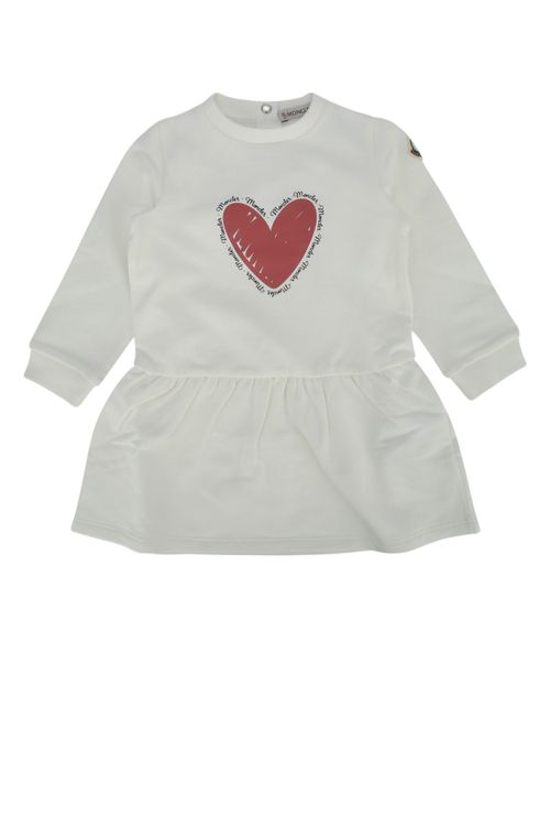 Heart-Embroidered Cotton Dress — White