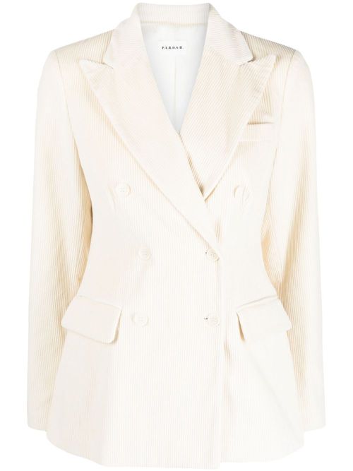 Double-breasted corduroy blazer - Neutrals