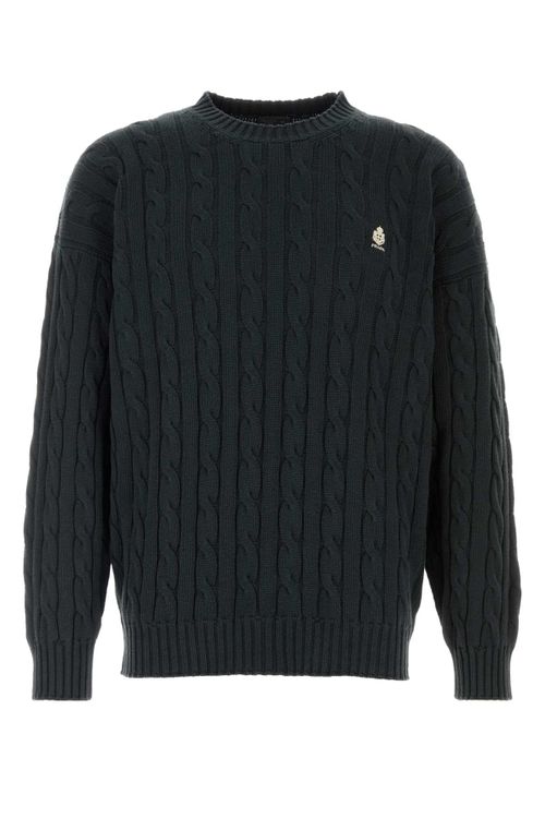 Cable-Knit Cotton Sweater — Black