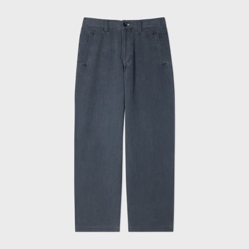 Washed Indigo Self-Quilted Cotton Trousers Blue