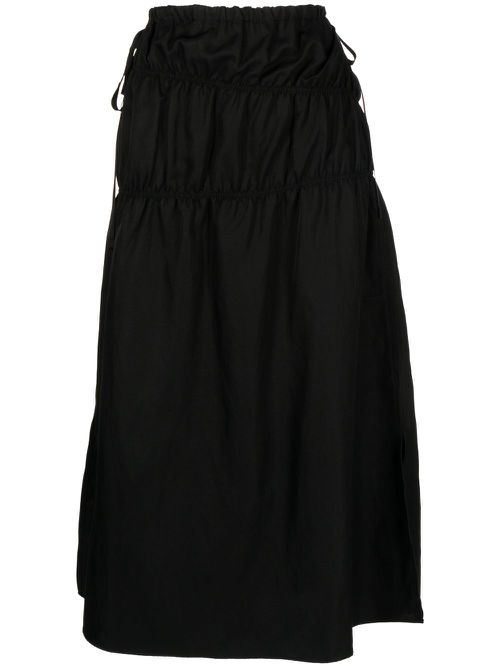 Midi ruched straight skirt - Black