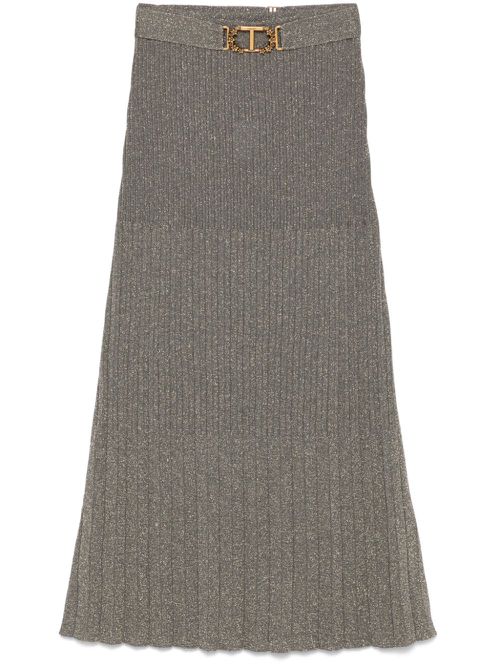 Fine-knit lurex midi skirt - Gold