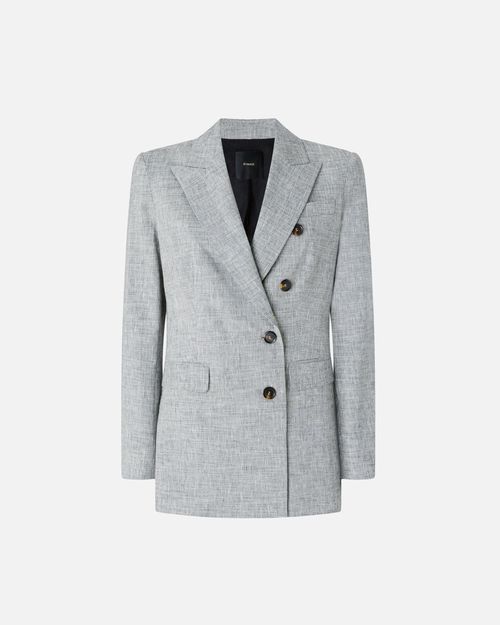 Double-breasted jacket in slub linen-blend fabric - 36