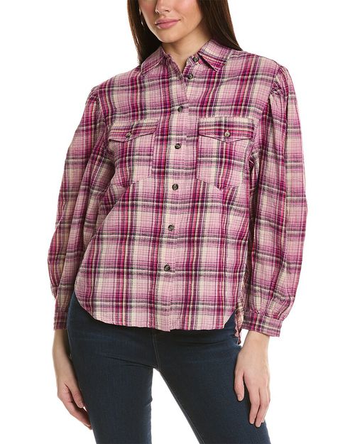 Etoile Checked Linen-Blend Blouse