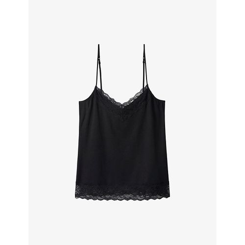 Womens Black Essential Lace-trim Modal-blend Cami top