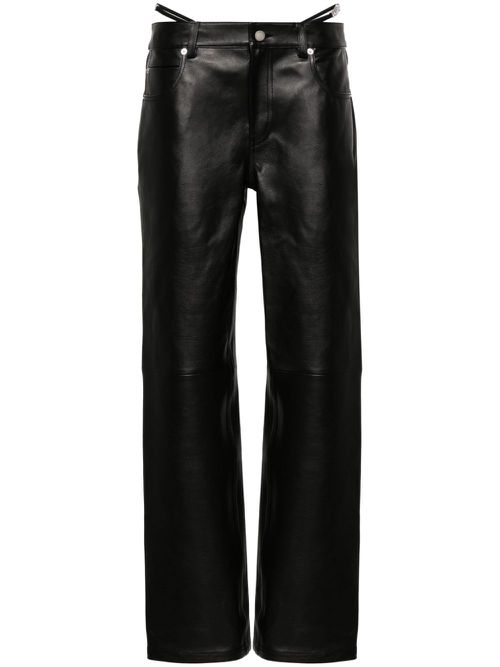 Low-rise leather trousers - Black