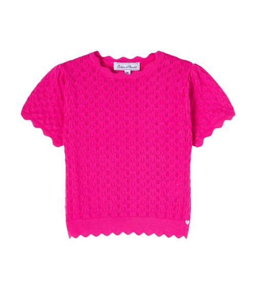 Scalloped pointelle cotton sweater