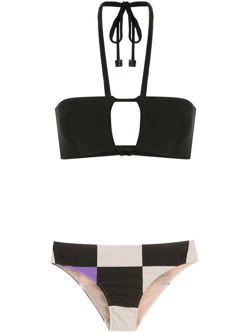 Check print bikini - Black