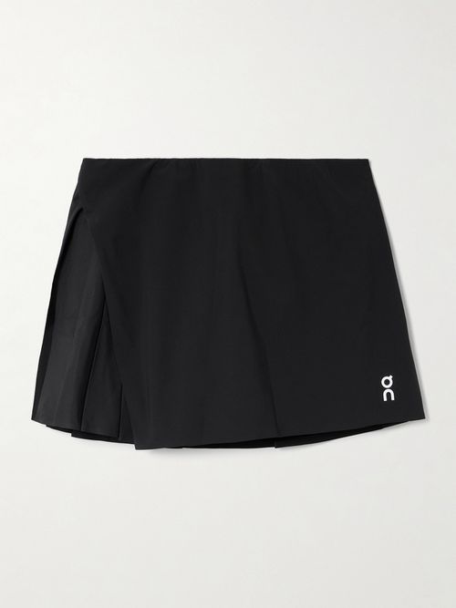 Court Asymmetric Pleated Recycled Tennis Skirt - Black