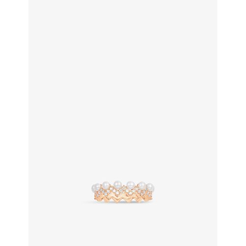 Womens Rose Gold Up and Down Rose-alloy and Pearl Ring